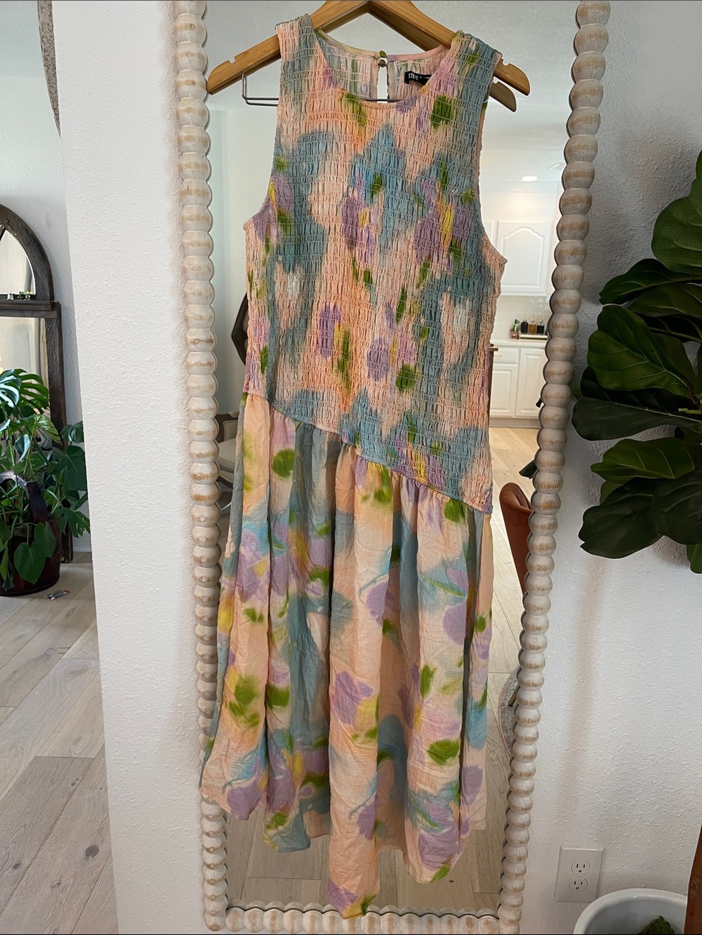 Steve Madden Pastel Floral Asymmetrical Midi Dress Womens Medium